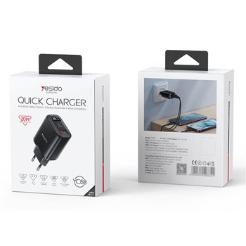 yesido yc68 digital display dual fast 20w черен