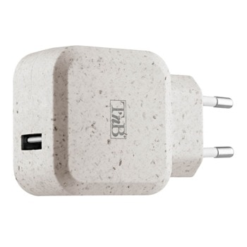 Зарядно устройство TNB CHUSB24ECO, от контакт към 1x USB Type-A(ж), 2.4А, кафяво-бяло | JAR Computers TNB CHUSB24ECO 2050160127