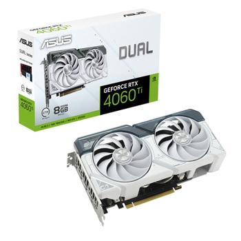 Видео карта Nvidia GF RTX 4060 Ti, 8GB, Asus Dual White, OC, PCI-E 4.0, GDDR6, 128-bit, DisplayPort, HDMI | JAR Computers Видео карта Asus GF RTX 4060 Ti Dual White 8GB