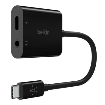 Адаптер Belkin RockStar NPA004btBK, от USB-C(м) към USB-C(ж)/AUX(ж), черен | JAR Computers Belkin RockStar NPA004btBK