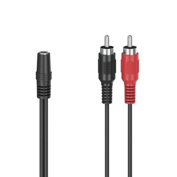 Адаптер Hama 205190, от 1x AUX(м) към 2x RCA(м), 0.1m, черен | JAR Computers Hama 205186