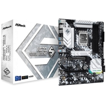 Дънна платка ASRock H670 Steel Legend, H670, LGA 1700. DDR4, PCI-E 5.0 (DP&HDMI)(CF), 4x SATA 6Gb/s, 3x M.2, 1x USB 3.2 Gen2, ATX | JAR Computers Asrock H670 STEEL LEGEND 90-MXBHB0-A0UAYZ