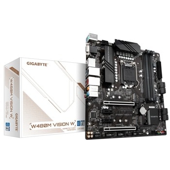 Дънна платка Gigabyte W480M VISION W, W480, LGA1200, DDR4, PCI-E 3.0 (DP/HDMI/VGA)(CF), 8x SATA 6Gb/s, 2x M.2, 2x USB 3.2 Gen 2, Micro ATX | JAR Computers Gigabyte W480M VISION W