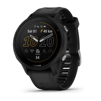 Смарт часовник Garmin Forerunner 955 Solar Black, соларен, 1.3" (33mm), MIP дисплей, до 15 дни време на работа, слънчево зареждане, GPS, пулсомер, Bluetooth, Wi-Fi, крачкомер, фитнес профили, функции за голф, черен | JAR Computers смарт часовник Garmin Forerunner 955 Solar Black