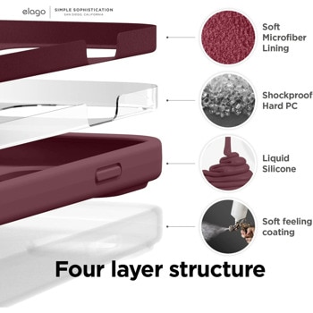 Soft Silicone Case за iPhone 14 Pro бургунди