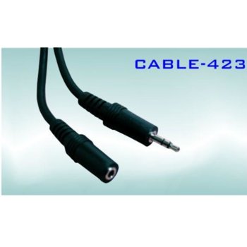Кабел Royal CABLE-423/10, от 1x 3.5mm TRS(м) към 1x 3.5mm TRS(ж), 10m, черен, никелирани конектори | JAR Computers Royal CABLE-423/10 21010044