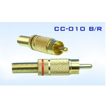 Конектор Royal F-841 GOLD Black, чинч RCA(м), за монтаж към кабел, метален, позлатен с черна ивица | JAR Computers Royal F-841 GOLD Black 21008663