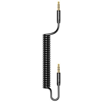 Кабел Usams Spring Audio Cable SJ256YP01, от 3.5mm Jack(м) към 3.5mm Jack(м), 1.2 м., черен | JAR Computers Кабел Usams Spring Audio Cable 1.2м, черен
