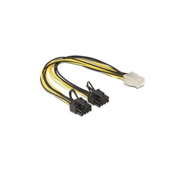 Кабел Makki MAKKI-CABLE-PCIE6-TO-2x8, от PCIe 6pin(ж) към 2x PCIe 8pin(м), 24см, подходящ за добив на криптовалути | JAR Computers Makki MAKKI-CABLE-PCIE6-TO-2x8