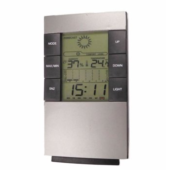 Електронна метеостанция Royal CX-506, термометър, часовник, дата, измерване на влага/влажност, LED Осветление, бяла image