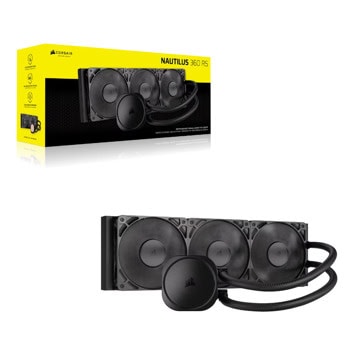 Водно охлаждане за процесор Corsair NAUTILUS 360 RS, съвместимост със сокети Intel LGA 1851/1700 & AMD AM5/AM4 | JAR Computers Corsair NAUTILUS 360 RS CW-9060089-WW