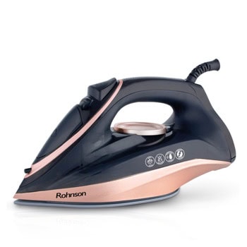 Парна ютия Rohnson R-386, 180 г/мин парен удар, 60 мл. резервоар, керамична плоча, противокапкова система, 2600W, черна | JAR Computers Парна ютия Rohnson R-386