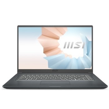 Лаптоп MSI Modern 15 A11MU (9S7-155266-869)(сив), четириядрен Tiger Lake Intel Core i7-1195G7 2.9/5.0 GHz, 15.6" (39.62 cm) Full HD IPS Anti-Glare Display, (HDMI), 8GB DDR4, 512GB SSD, 1x Type-C USB3.2, No OS | JAR Computers MSI Modern 15 A11MU 9S7-155266-869