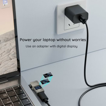 Адаптер от DC към USB-C женско за аdapter сив