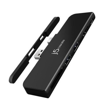 Докинг станция j5create JDD320B, 2x USB A, 1x Mini DisplayPort, 1x HDMI, 1x SD/MicroSD четец, черен, за Surface Pro 4/5/6 | JAR Computers Докинг станция j5create JDD320B
