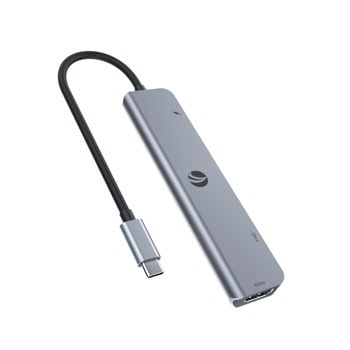 Докинг станция VCom CUE39, от USB-C към 1x USB-C, 2x USB-A, 2x HDMI, 1x SD/MicroSD четец, сива | JAR Computers Докинг станция VCom CUE39