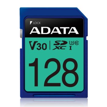 Карта памет 128GB SDXC A-Data Premier Pro, Class 10 UHS-I U3 (V30S), скорост на четене 100 MB/s, скорост на запис до 80 MB/s | JAR Computers A-Data Premier Pro 128GB Class 10 ASDX128GUI3V30S