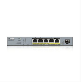 Суич ZyXEL GS1350-6HP, 1000 Mbps, 5x 10/100/1000 Mbps, 5x PoE, 1x SFP | JAR Computers ZyXEL GS1350-6HP