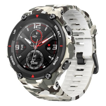 Смарт часовник Xiaomi Amazfit T-Rex Camo Green (A1919CG), 1.3" (3.30 cm) AMOLED дисплей, до 20 дни живот на батерията, 14 режима на упражнения, Bluetooth, черен | JAR Computers Xiaomi Amazfit T-Rex Camo Green A1919CG
