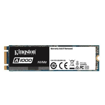 Памет SSD 480GB Kingston A1000, NVMe, M.2 (2280), скорост на четене 1500MB/s, скорост на запис 900MB/s | JAR Computers Kingston A1000 480GB (SA1000M8/480G)