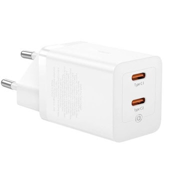 baseus gan5 pro fast dual usb-c 40w бял
