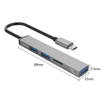 Orico 3-port Hub and Card Reader AH-12F-GY-BP