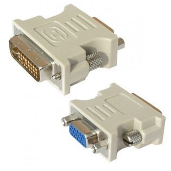 Преходник DeTech, от DVI-I(м) към VGA(ж), бял | JAR Computers DeTech DVI-I (м) към VGA(ж)
