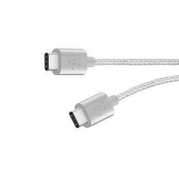 Кабел Belkin MIXIT Metallic (F2CU041bt06INSL), от USB C(м) към USB C(м), 0.15m, сребрист | JAR Computers Belkin MIXIT Metallic F2CU041bt06INSL