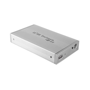 Кутия 3.5" (8.89 cm) за 3.5" (8.89 cm) HDD, IDE, USB 2.0, алуминиева, сребриста/черна | JAR Computers HDD Case 3.5" IDE