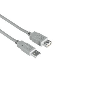 Кабел Hama 30618, USB A(м) към USB A(ж), 3m, сив | JAR Computers Hama USB A(м) към USB A(ж) 3m 30618