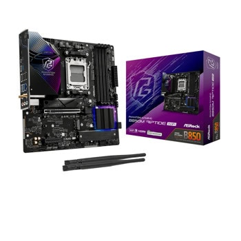 Дънна платка ASRock B850M Riptide WIFI, B850, AM5, DDR5, PCI-E 5.0 (DP&HDMI), 4x SATA 6Gb/s, 3x M.2 slots, 1x USB 3.2 Gen 2 Type-A, 1x USB 3.2 Gen 2 Type-C, Wi-Fi 7, Bluetooth 5.4, microATX | JAR Computers ASRock B850M Riptide WIFI