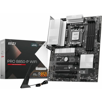 Дънна платка MSI PRO B850-P WIFI, B850, AM5, DDR5, PCI-E 5.0 (HDMI), 4x SATA 6Gb/s, 3x M.2 slots, 2x USB 3.2 Gen 2 Type-C, 5GbE LAN, Wi-Fi 7, Bluetooth 5.4, ATX | JAR Computers MSI PRO B850-P WIFI