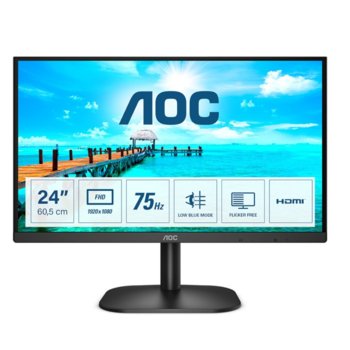 Монитор AOC 24B2XDM, 23.8" (60.45 cm) VA панел, 75Hz, Full HD, 4ms, 20000000 :1, 250 cd/m2, DVI, VGA | JAR Computers Монитор AOC 24B2XDM
