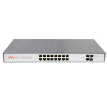 Суич ONV POE31016PFA, 16x 10/100 Mbps, 2x SFP | JAR Computers ONV POE31016PFA 10/100 14.8Gbps
