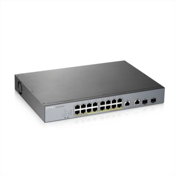 Суич ZyXEL GS1350-18HP, 1000 Mbps, 16x 10/100/1000 PoE, 2x Gigabit combo (RJ-45/SFP) | JAR Computers ZyXEL GS1350-18HP