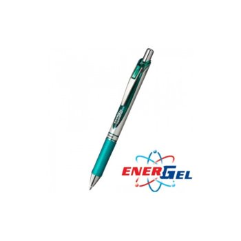 Автоматичен ролер Pentel Energel BL77, тюрклаз цвят на писане, дебелина на линията 0.7 mm, гел, сребрист, цената е за 1бр. (продава се в опаковка от 12бр.) | JAR Computers Pentel Energel BL77