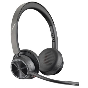 Конферентни слушалки Poly Voyager 4320 MS, жични/безжични, Bluetooth, USB, шумопотискащ микрофон, BT700 ресивър, време на работа до 24 часа, Microsoft Teams сертифицирани, черни | JAR Computers HP Poly Voyager 4320 MS Teams +BT700