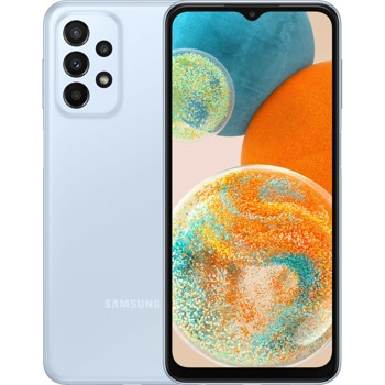 Смартфон Samsung Galaxy A23 5G (син)(SM-A236BLBVEUE), поддържа 2 sim карти, 6.6" (16.76 cm) дисплей, осемядрен Snapdragon 695 5G 2.2 GHz, 4GB RAM, 128GB Flash памет (+ microSD слот), 50.0 + 5.0 + 2.0 + 2.0 & 8.0 MPix камера, Android, 197g | JAR Computers SAMSUNG SM-A236B GALAXY A23 5G 4GB/128GB Blue
