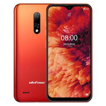 Смартфон Ulefone Note 8P (червен), поддържа 2 SIM карти, 5.5" (13.97 cm) LCD дисплей, четириядрен MediaTek MT6737 1.3 GHz, 2GB RAM, 16GB Flash памет(+microSD слот), 8.0 + 2.0 & 5.0 Mpix камери, Android, 153g | JAR Computers Note 8P 2/16GB Amber Sunrise 6937748733553