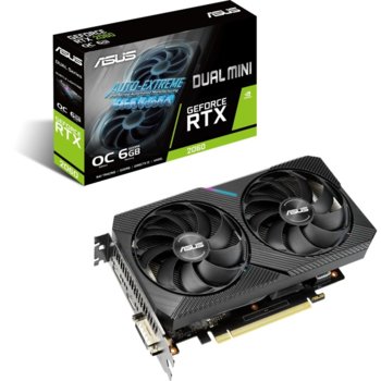 Видео карта Nvidia GeForce RTX 2060, 6GB, Asus Dual MINI OC edition, PCI-E 3.0, GDDR6, 192bit, HDMI, DisplayPort, DVI-D | JAR Computers Asus DUAL-RTX2060-O6G-MINI