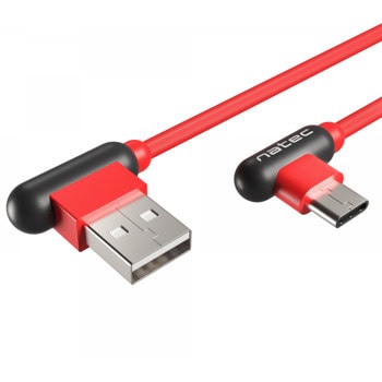 Кабел NATEC Prati (NKA-1201), от USB A(м) към USB C(м), 1m, червен, ъглов | JAR Computers NATEC Prati NKA-1201