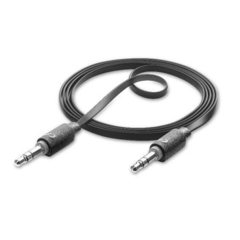 Кабел Cellular Line, от 3.5mm жак(м) към 3.5mm жак(м), 2m | JAR Computers Аудио кабел AUX, 3,5мм, 2м, черен