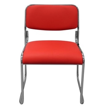 Посетителски стол RFG Axo M, до 120 кг, еко кожа, метална база, протектори за защита на подови настилки, червен, 5 броя в комплект | JAR Computers RFG Axo M C-114/RED