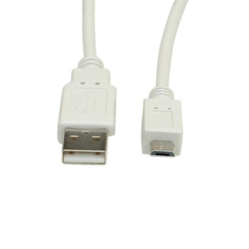 Кабел Roline 11.99.8754, USB A(м) към USB Micro B(м), 0.8m, бял | JAR Computers ROLINE 11.99.8754 USB A(м) към USB Micro B(м) 0.8m