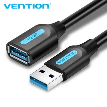 Кабел удължителен Vention CBHBG, от USB-A (м) към USB-A (ж), 1.5m, черен | JAR Computers Vention CBHBG