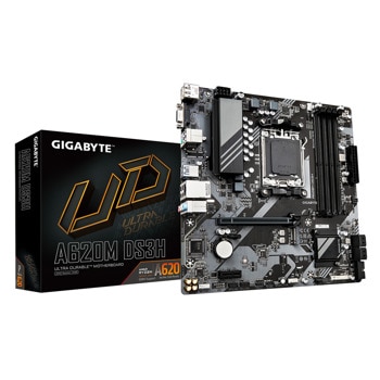 Дънна платка Gigabyte A620M DS3H, B620, AM5, DDR5, PCI-E 4.0 (DP/HDMI/VGA), 1x M.2, 4x SATA 6Gb/s, 1x USB 3.2 Gen 1 Type-C, Micro ATX | JAR Computers Дънна платка Gigabyte A620M DS3H