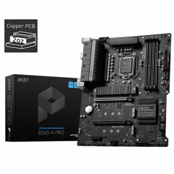 Дънна платка MSI B560-A PRO, B560, LGA1200, DDR4, PCI-E 4.0 (DP,HDMI)(CF), 6x SATA 6Gb/s, 3x M.2, 4x USB 3.2 Gen 1 | JAR Computers MSI B560-A PRO