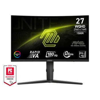 Монитор MSI MAG 275CQRF QD Е2, 27" (68.58cm) VA панел, 180Hz, WQHD, 0.5ms, 100 000 000:1, 300cd/m2, DisplayPort, HDMI, USB, USB-C | JAR Computers MSI MAG 275CQRF QD Е2