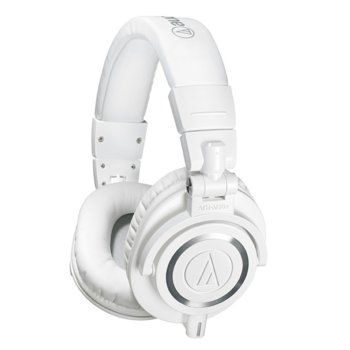 Слушалки Audio-Technica ATH-M50XWH, за професионален мониторинг, 45мм говорители, 15-28kHz, 99 dB, сваляем кабел, сгъваеми, бели | JAR Computers Audio-Technica ATH-M50XWH White