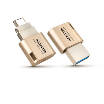 Памет 16GB USB Flash Drive, А-Data UC350, USB 3.0/TypeC(OTG), златиста | JAR Computers 16GB A-Data UC350 OTG AUC350-16G-CGD